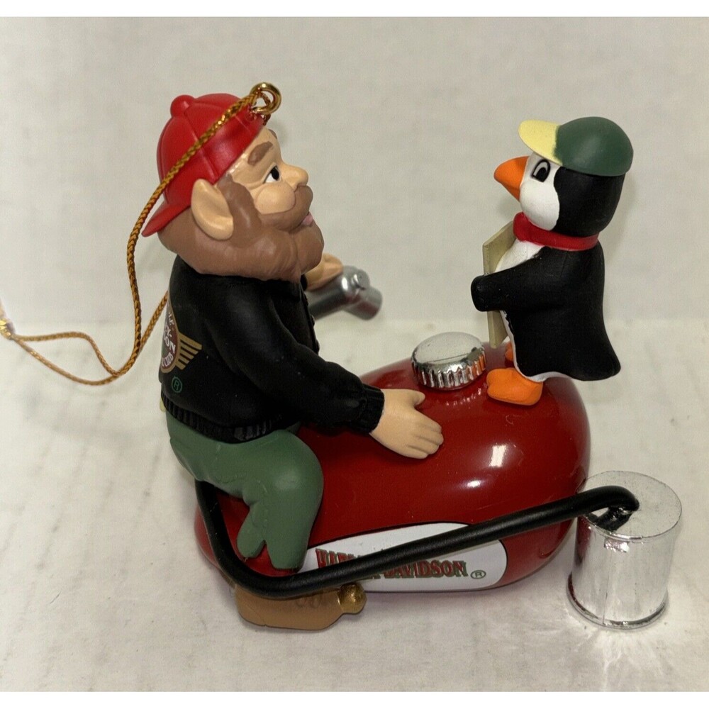 Harley Davidson Collection Christmas Santa’s Helper And Penguin Ornament New